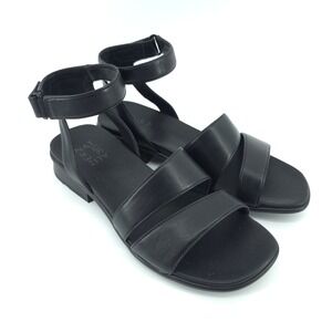Naturalizer Womens Effie Sandal Faux Leather Black 10 M Ankle Strap Square Toe